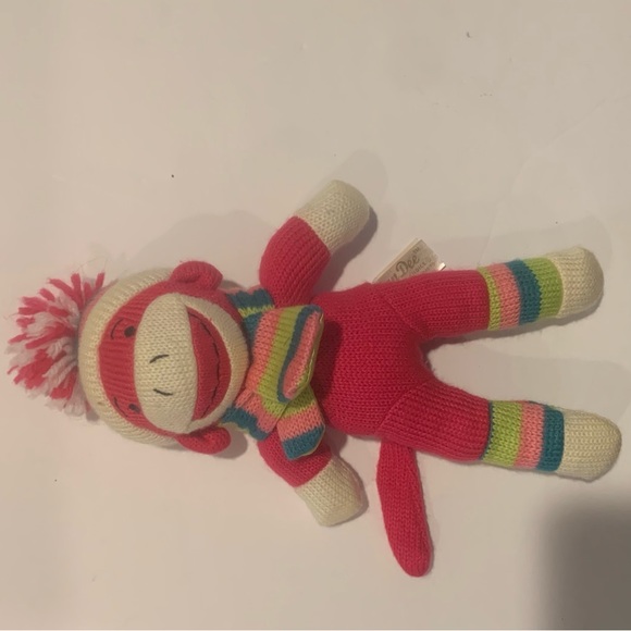 Red Sock Monkey Green Christmas Sweater Hat With Polka Dot Plush Toy By Dan Dee - Picture 3 of 5